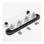 Stroomverdeler Set 150A — 4× M8 + 6× M4 Busbar Rood + Zwart (12–48V DC)