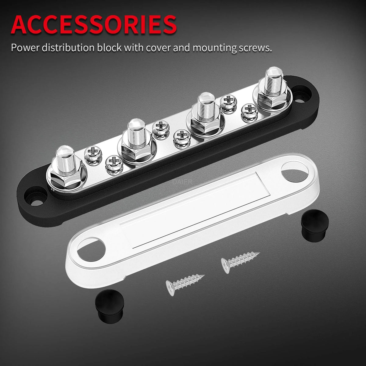 Stroomverdeler Set 150A — 4× M8 + 6× M4 Busbar Rood + Zwart (12–48V DC)