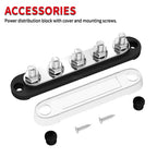 Stroomverdeler Set 150A — 5× M8 Busbar Rood + Zwart (12–48V DC)