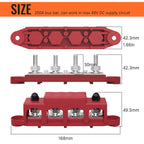 Stroomverdeler Set 250A — 4× M8 + 3× M4 Busbar Rood + Zwart (12–48V DC)