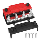 Stroomverdeler 250A — 8× M10 + 6× M4 Busbar Plus/Min Blok (12–48V DC)
