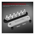 Stroomverdeler Set 300A — 6× M8 Busbar Rood + Zwart (12–48V DC)