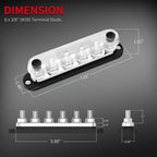Stroomverdeler Set 300A — 6× M8 Busbar Rood + Zwart (12–48V DC)